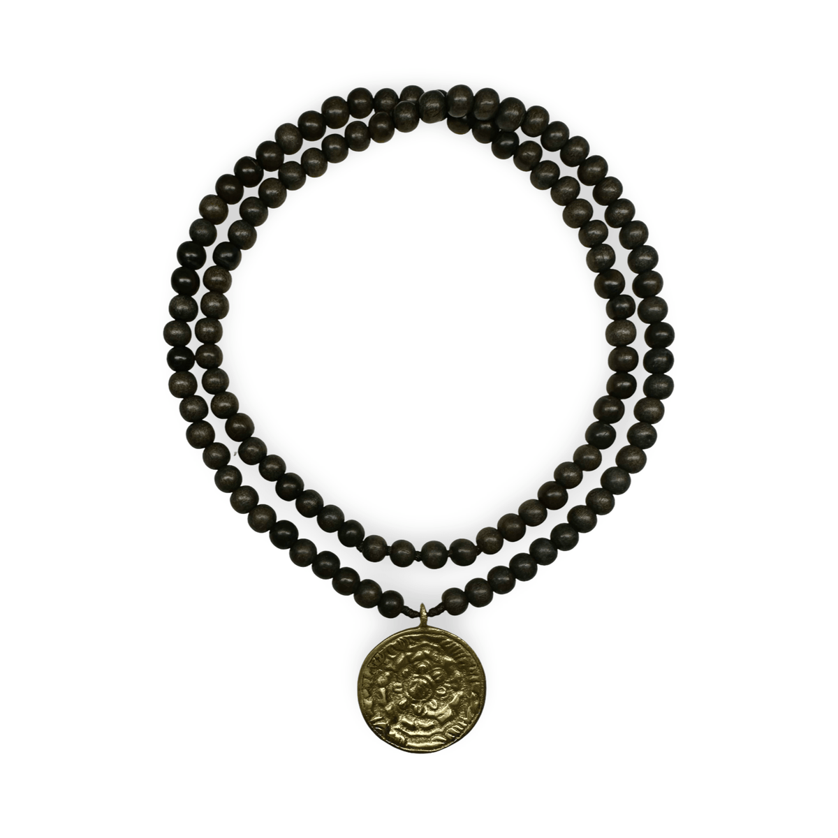 Zierliche Ebenholz - Mala mit Amulett - Atelier Tibet