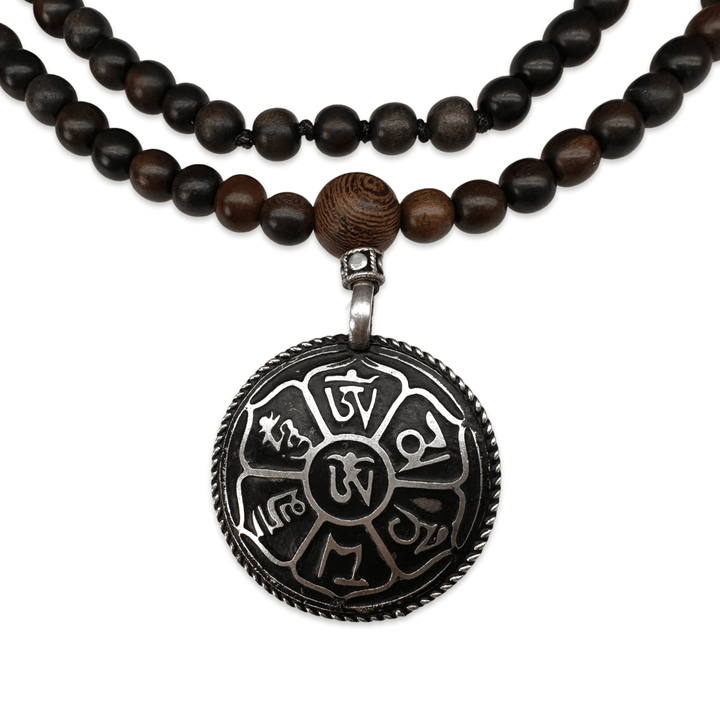 Zierliche Ebenholz-Mala mit Amulett - Atelier Tibet