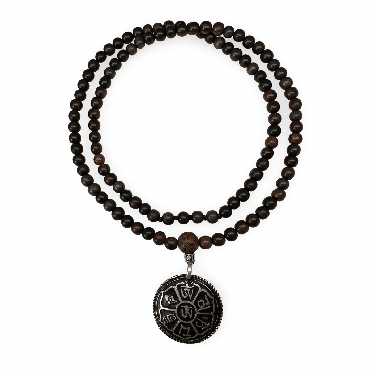 Zierliche Ebenholz-Mala mit Amulett - Atelier Tibet
