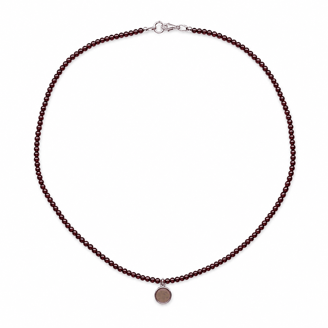 Zierliche Halskette aus Granat mit Mondstein - Anhänger - Atelier Tibet