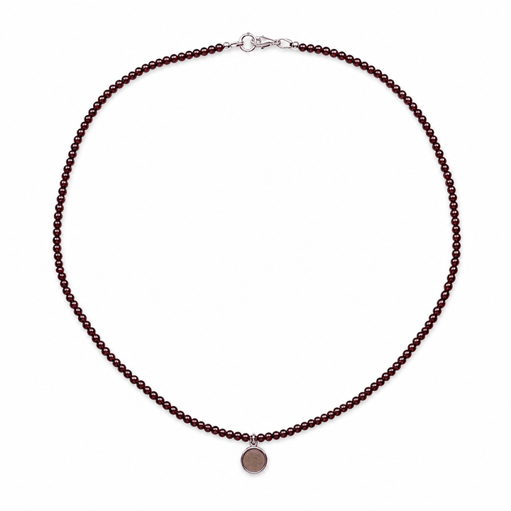 Zierliche Halskette aus Granat mit Mondstein - Anhänger - Atelier Tibet