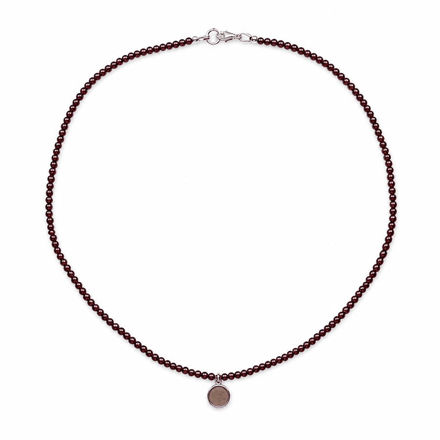 Zierliche Halskette aus Granat mit Mondstein - Anhänger - Atelier Tibet