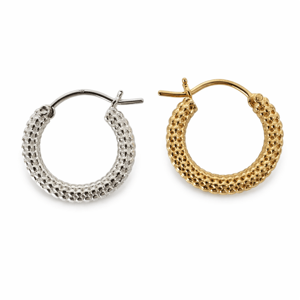 Zierliche Kreolen mit Kugelprofil Ø 18 mm Silber oder vergoldet - Atelier Tibet