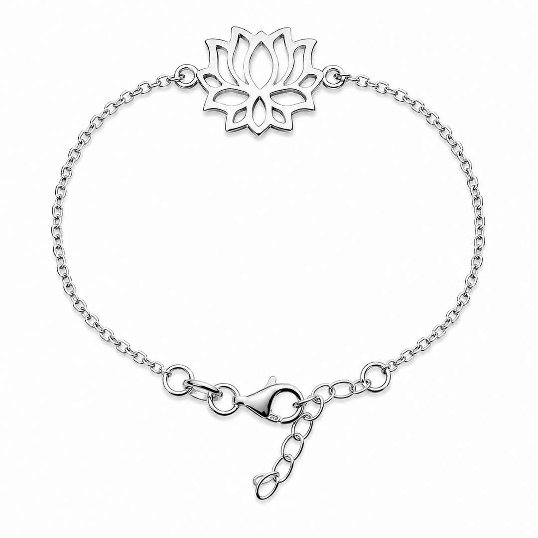Zierliche Silber - Armkette mit Lotusblüte - Atelier Tibet