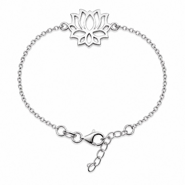Zierliche Silber - Armkette mit Lotusblüte - Atelier Tibet