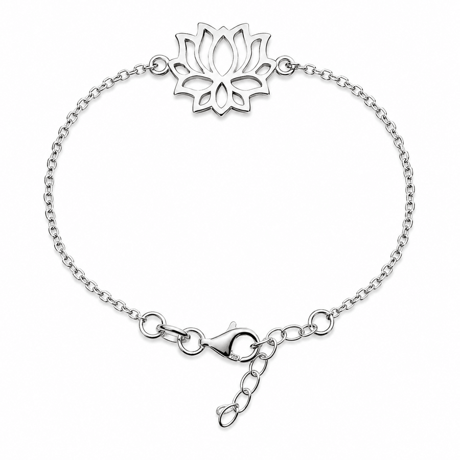 Zierliche Silber - Armkette mit Lotusblüte - Atelier Tibet