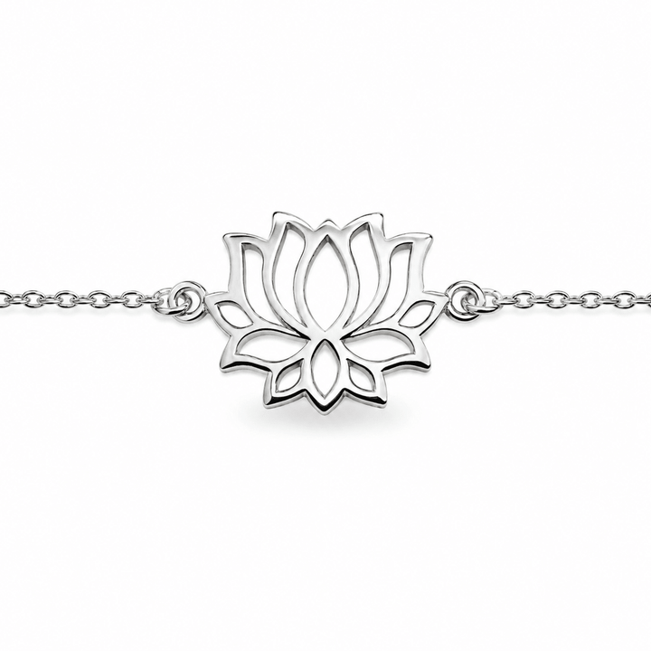 Zierliche Silber - Armkette mit Lotusblüte - Atelier Tibet