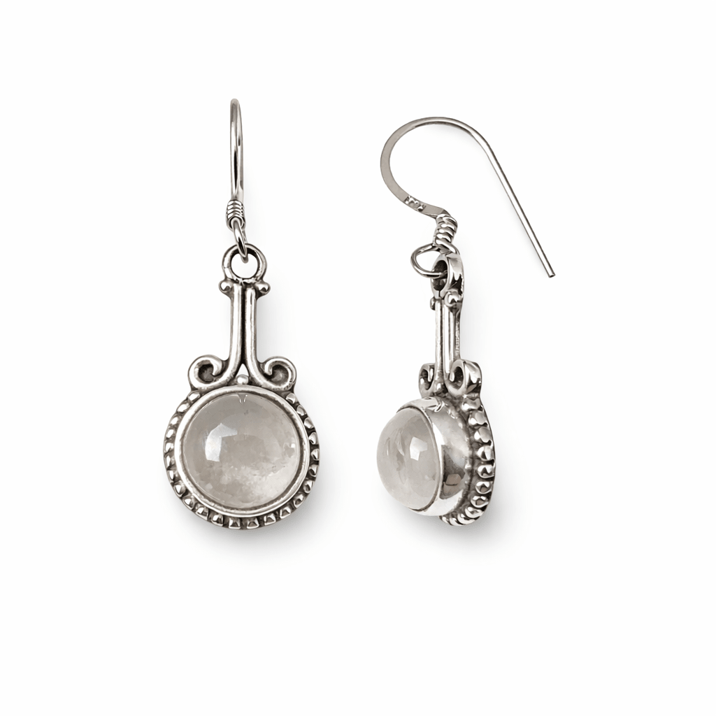 Zierliche Silber - Ohranhänger mit Halbedelstein - Atelier Tibet