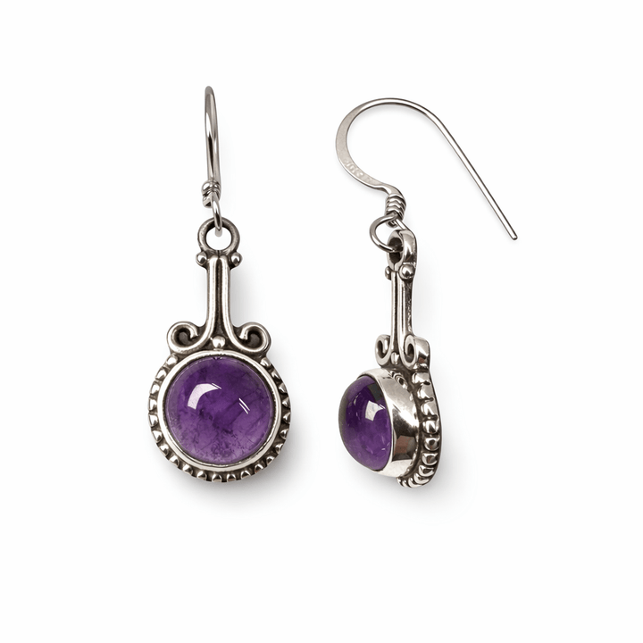 Zierliche Silber - Ohranhänger mit Halbedelstein - Atelier Tibet