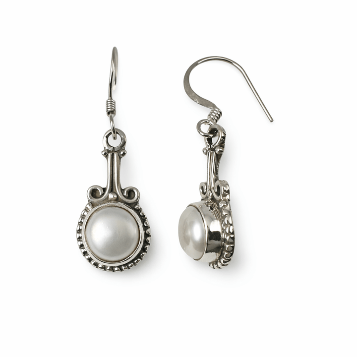 Zierliche Silber - Ohranhänger mit Halbedelstein - Atelier Tibet