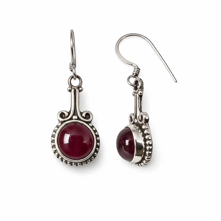 Zierliche Silber - Ohranhänger mit Halbedelstein - Atelier Tibet