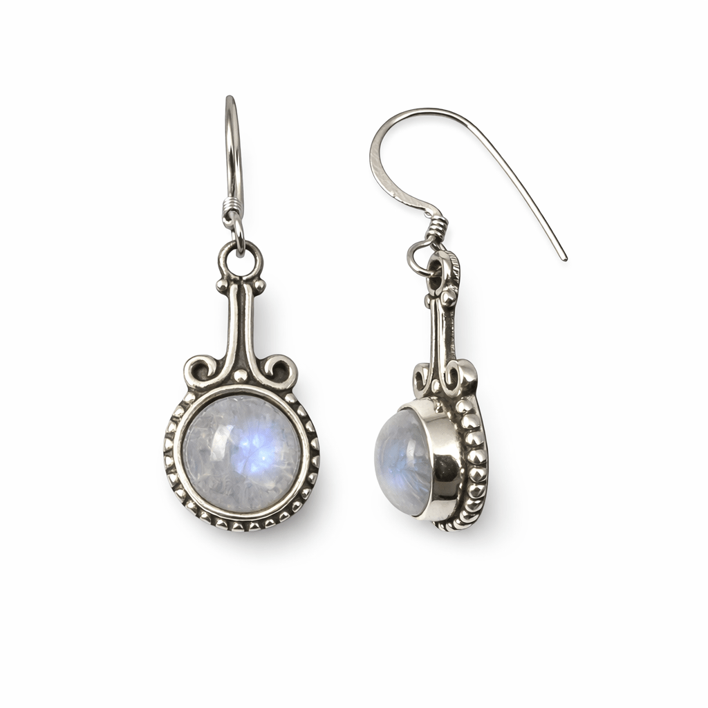 Zierliche Silber - Ohranhänger mit Halbedelstein - Atelier Tibet