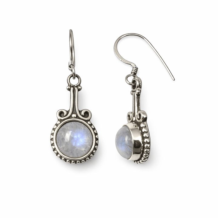 Zierliche Silber - Ohranhänger mit Halbedelstein - Atelier Tibet