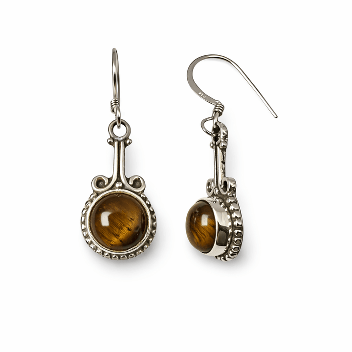 Zierliche Silber - Ohranhänger mit Halbedelstein - Atelier Tibet