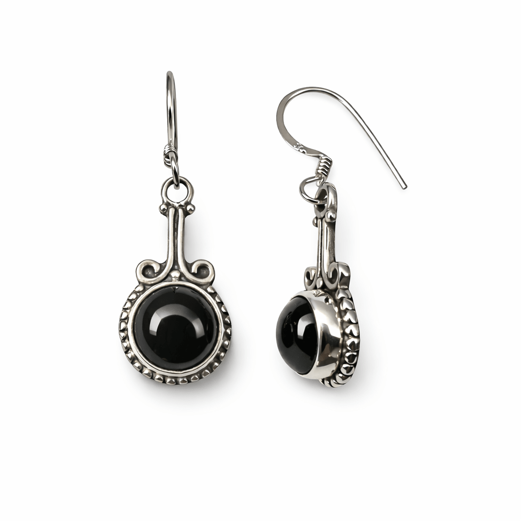 Zierliche Silber - Ohranhänger mit Halbedelstein - Atelier Tibet