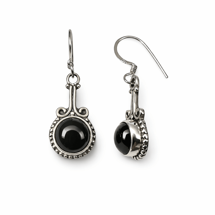 Zierliche Silber - Ohranhänger mit Halbedelstein - Atelier Tibet