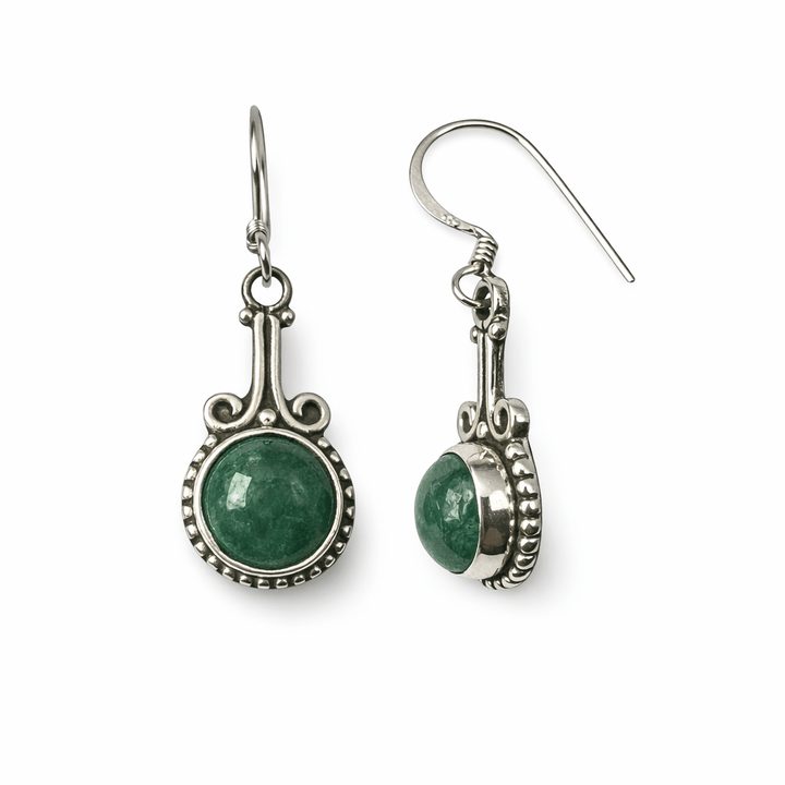 Zierliche Silber - Ohranhänger mit Halbedelstein - Atelier Tibet