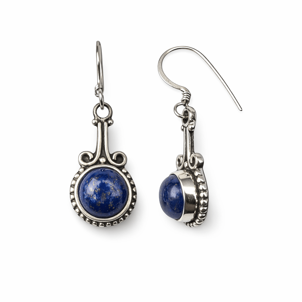 Zierliche Silber - Ohranhänger mit Halbedelstein - Atelier Tibet