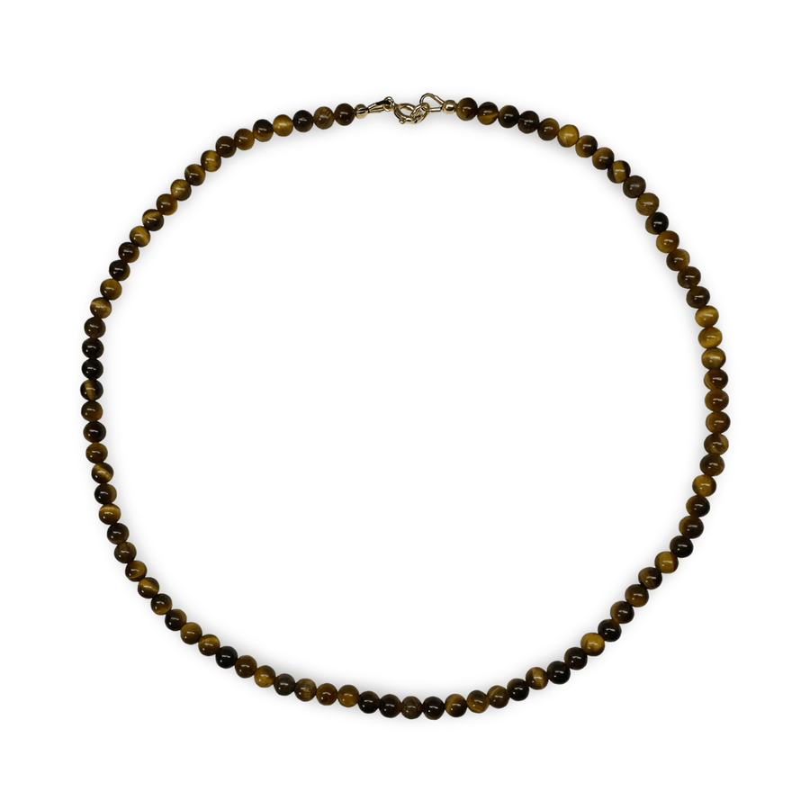 Zierliche Tigerauge - Kette mit vergoldetem Verschluss - Atelier Tibet