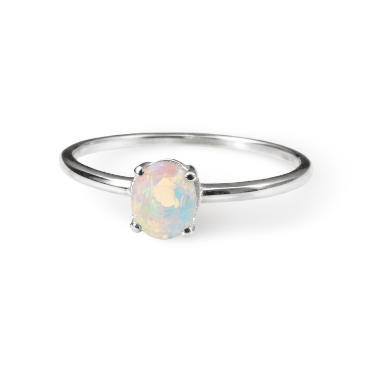 Zierlicher Silberring mit facettiertem Opal - Atelier Tibet