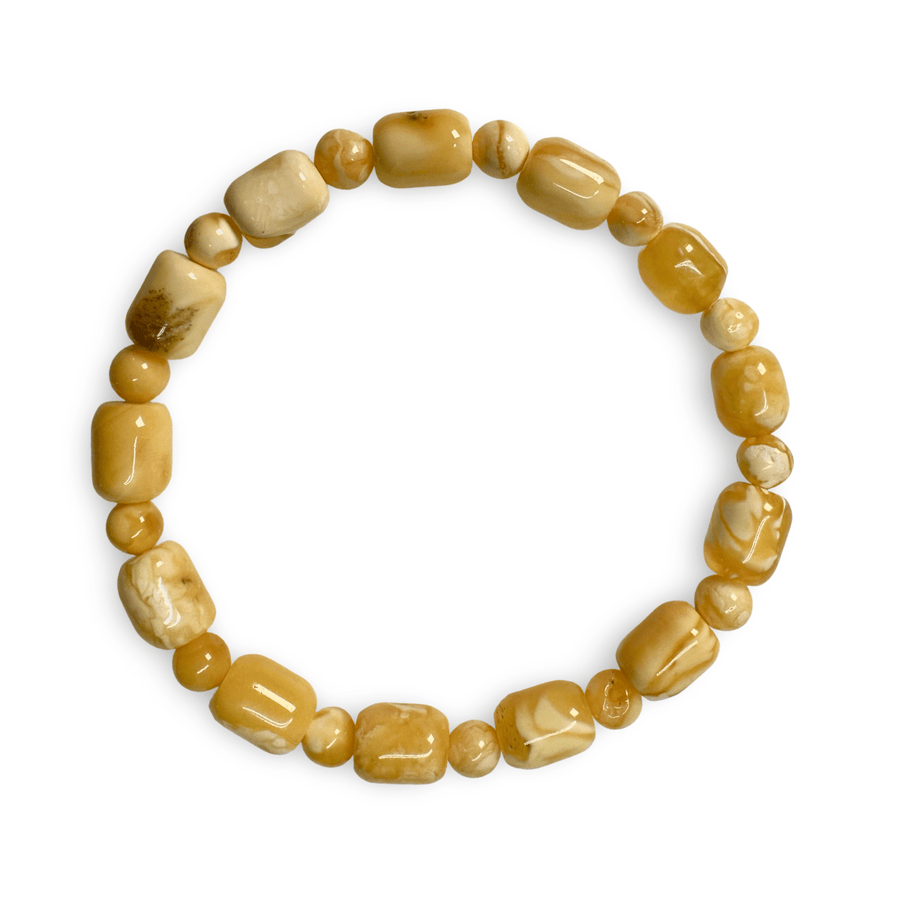 Zierliches Armband aus weissem Bernstein - Atelier Tibet