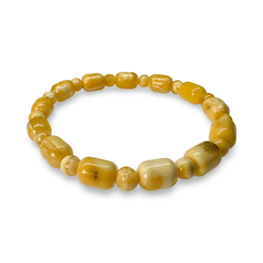 Zierliches Armband aus weissem Bernstein - Atelier Tibet