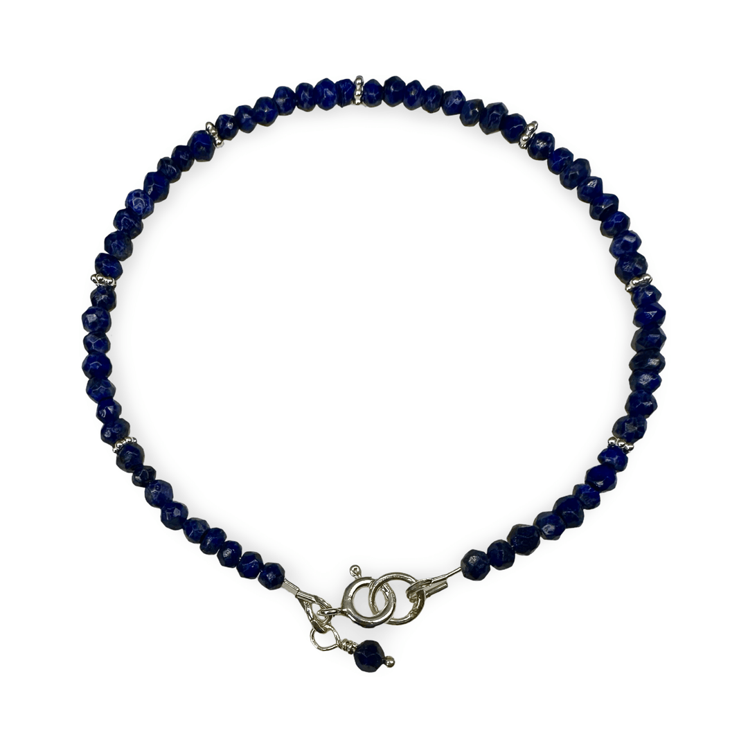 Zierliches Armband mit facettiertem Lapis Lazuli und Silber - Atelier Tibet
