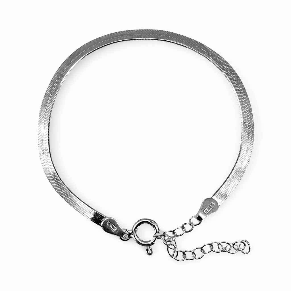 Zierliches flaches Schlangenarmband aus Silber - Atelier Tibet