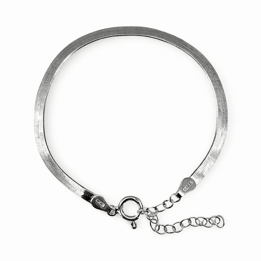 Zierliches flaches Schlangenarmband aus Silber - Atelier Tibet