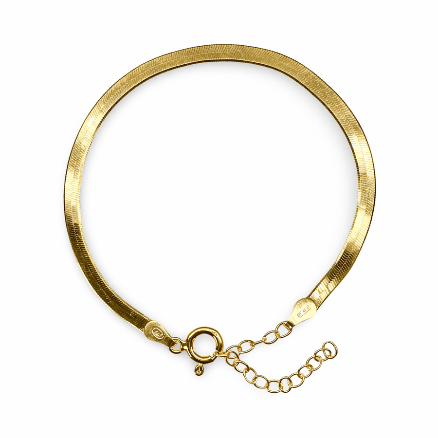 Zierliches flaches Schlangenarmband aus vergoldetem Silber - Atelier Tibet