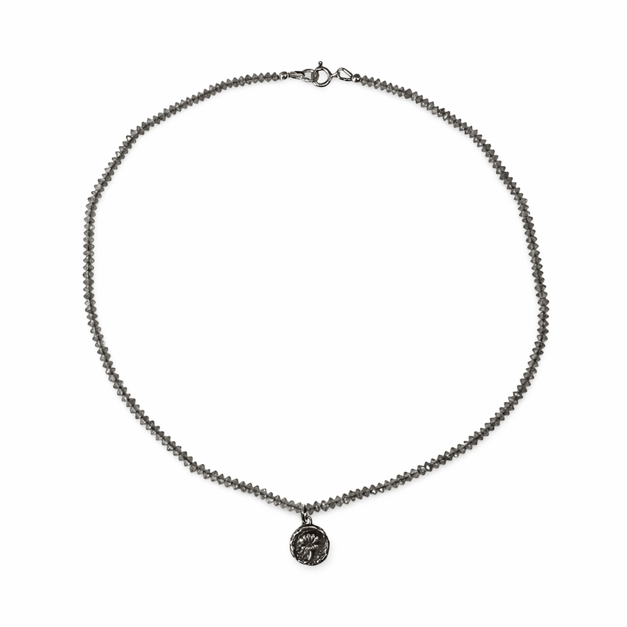 Zierliches Labradorit - Kettchen mit Lotus - Anhänger aus Silber - Atelier Tibet