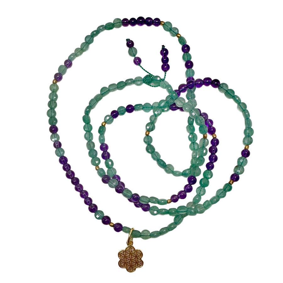Apatit-Halskette mit «Blume des Lebens» Anhänger - Atelier Tibet