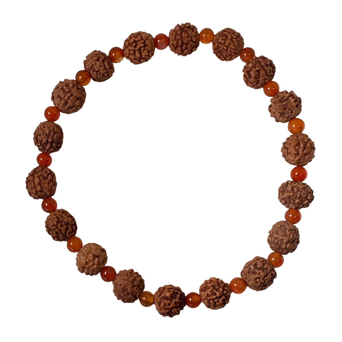 Armband Mala mit Rudrakscha und Karneol - Atelier Tibet