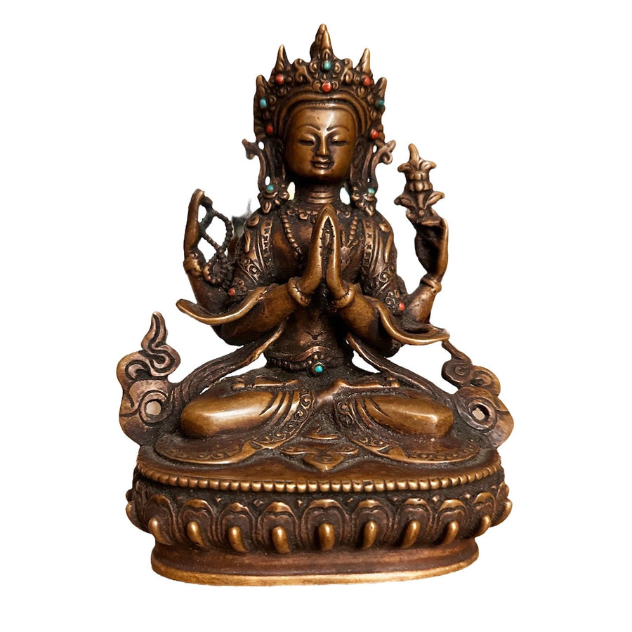 Avalokiteshvara-Statue, Kupfer - Atelier Tibet