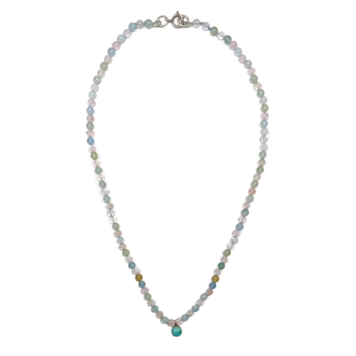 Beryll-Kette mit Silber-Türkis-Anhänger - Atelier Tibet