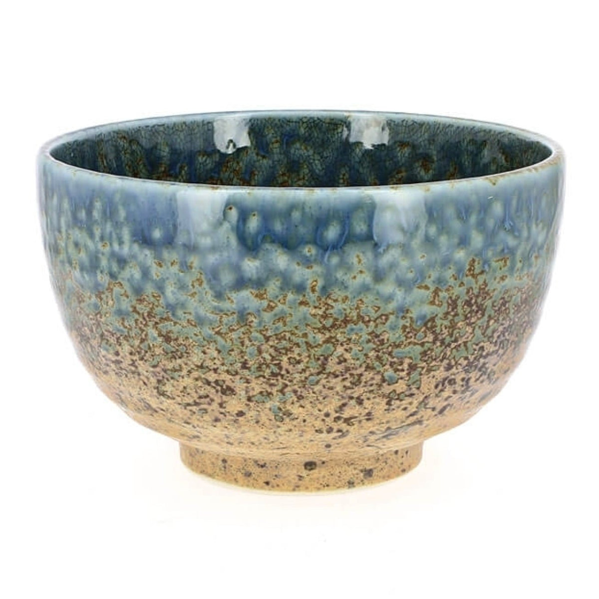 Blau-braune rustikale Keramikschüssel - Atelier Tibet
