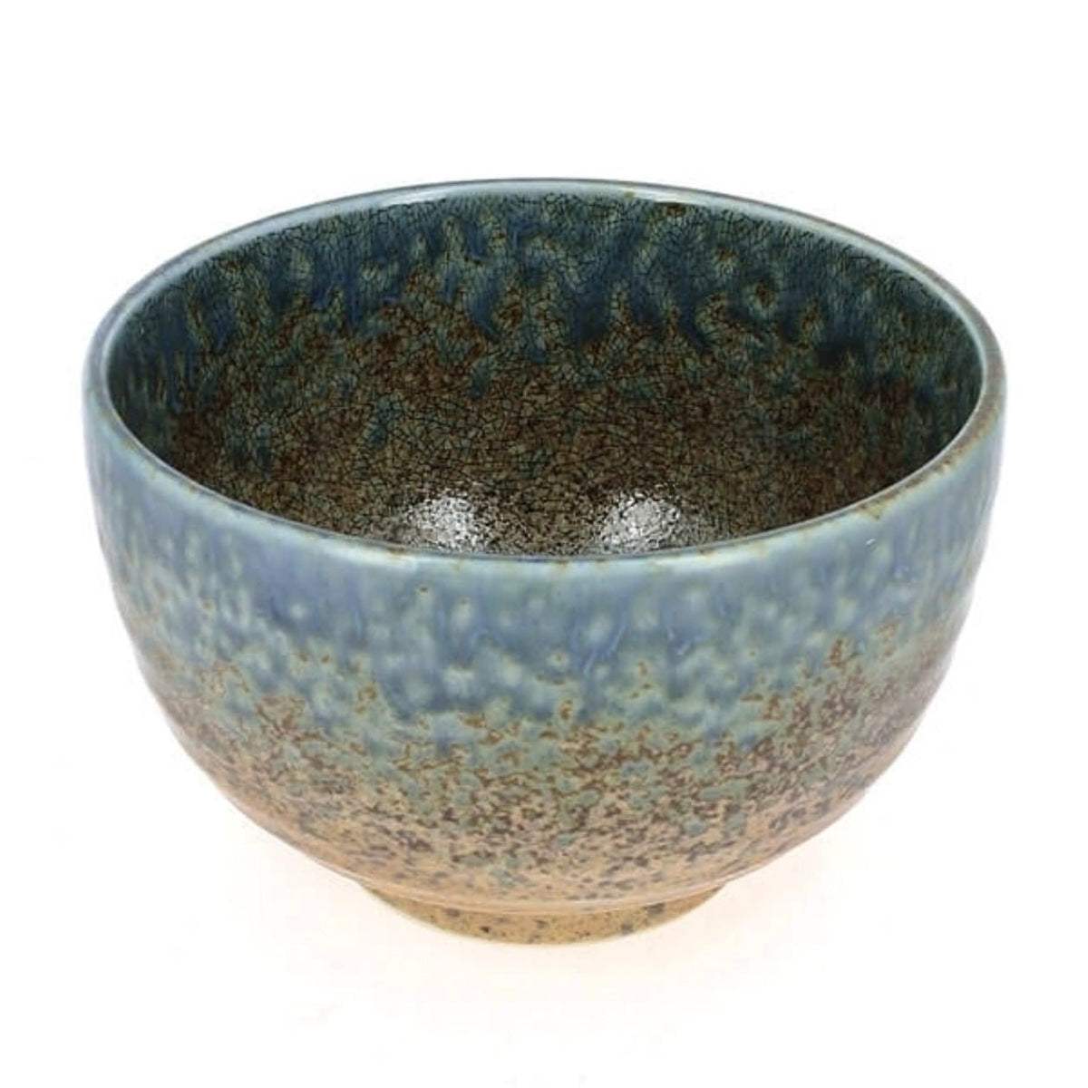Blau-braune rustikale Keramikschüssel - Atelier Tibet