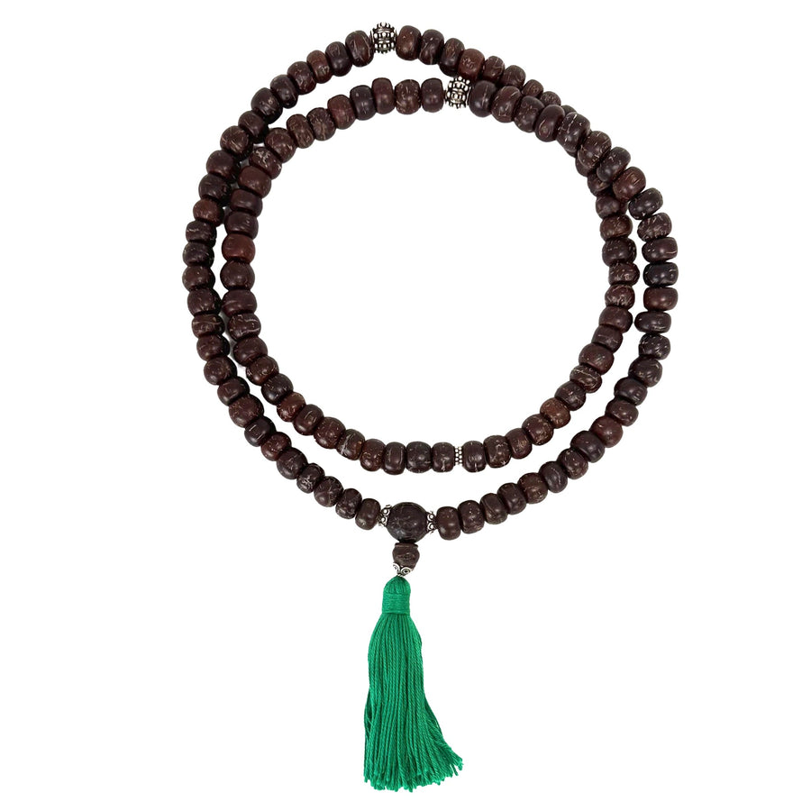Bodhisamen-Mala mit Silberperlen und Quaste - Atelier Tibet