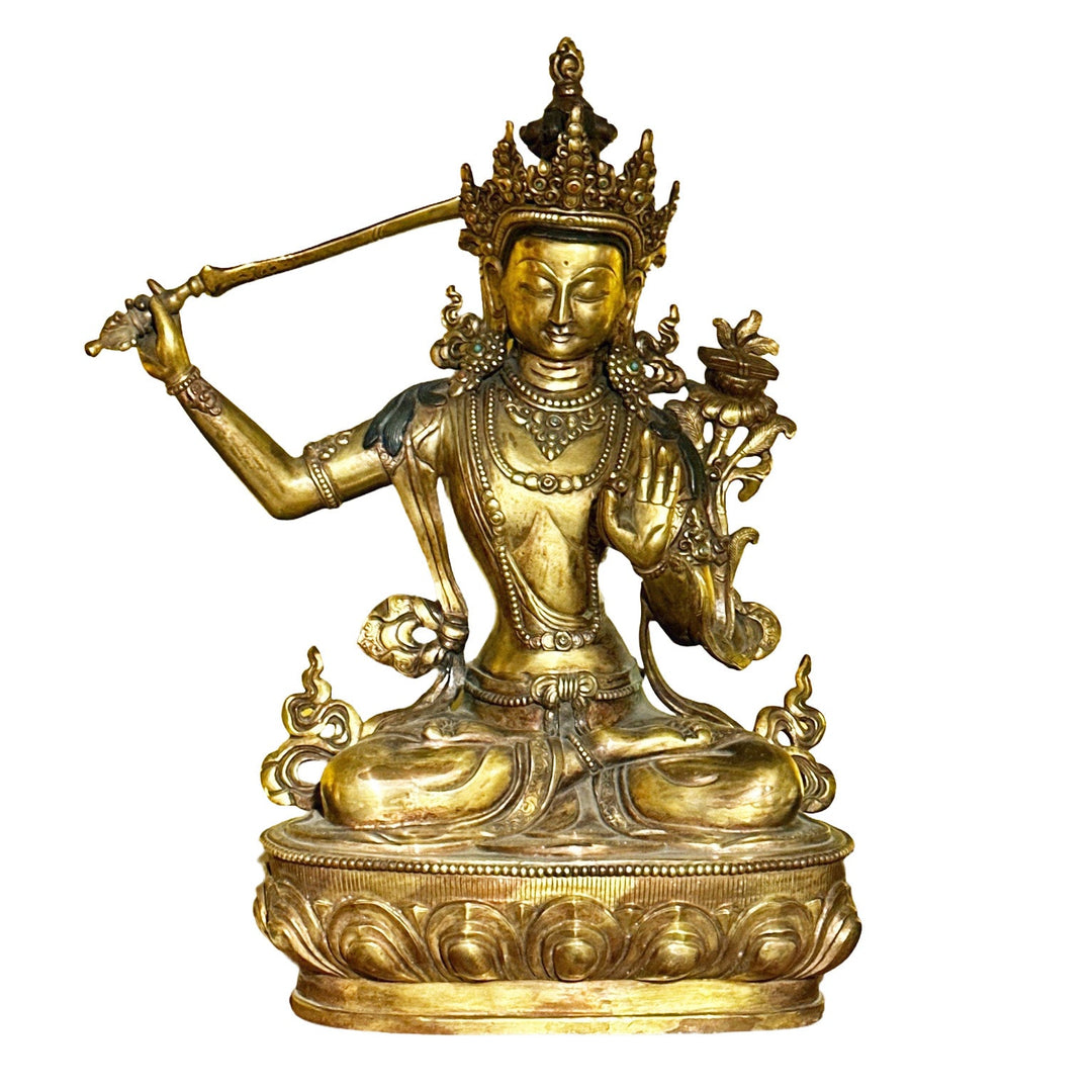Buddha der Weisheit aus vergoldetem Kupfer - Atelier Tibet