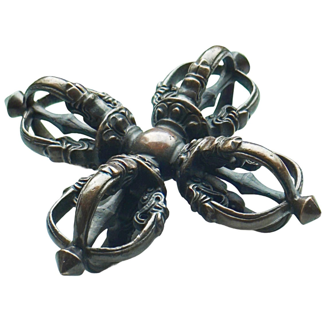 Doppel Dorje / Vajra aus oxidiertem Kupfer (10.5 cm) - Atelier Tibet