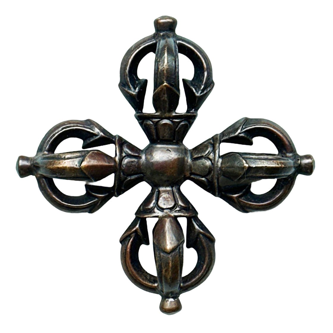 Doppel Dorje / Vajra aus oxidiertem Kupfer (6 cm) - Atelier Tibet