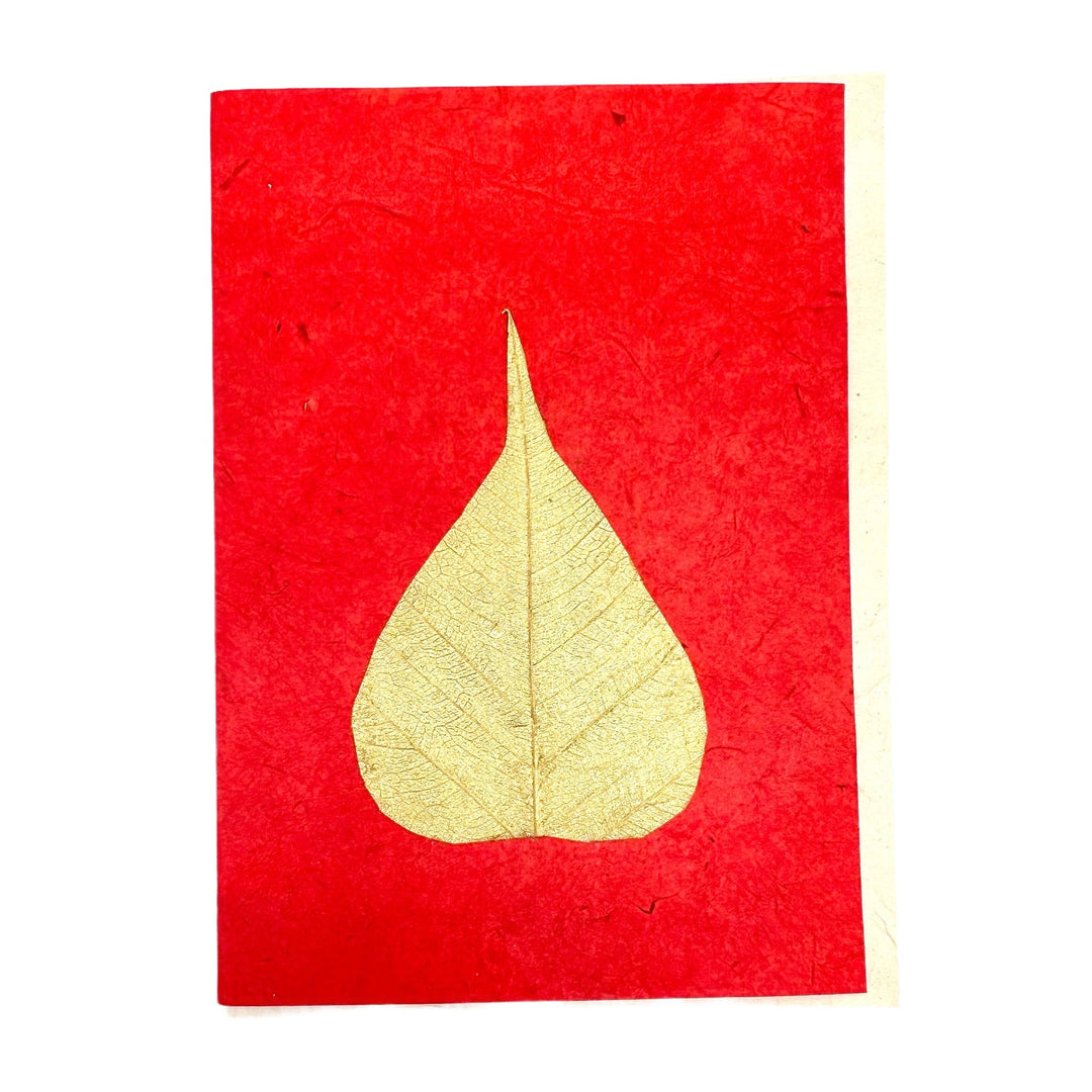 Doppelkarte «Bodhi-Blatt» mit Umschlag aus Lokta-Papier - Atelier Tibet