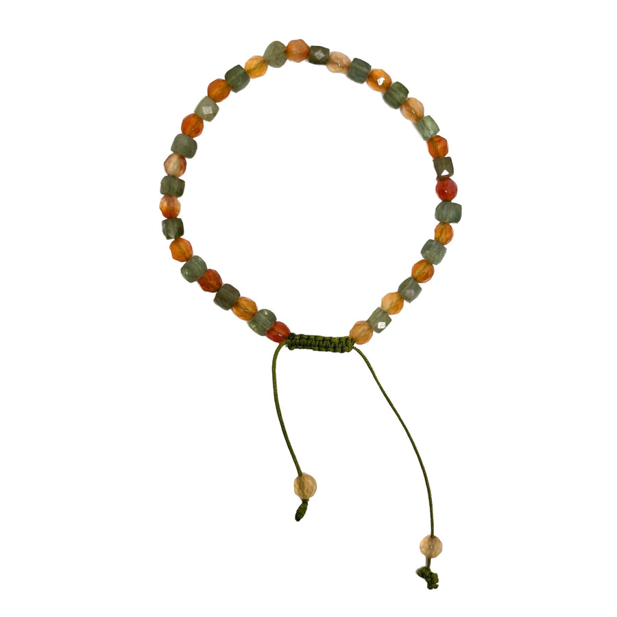 Feine Armband Mala mit Apatit- und Karneol-Perlen - Atelier Tibet