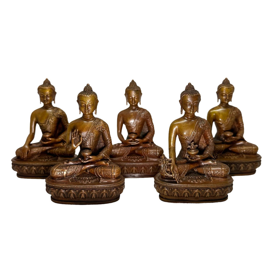 Fünf Dhyani Buddha Statuen aus Kupfer - Atelier Tibet