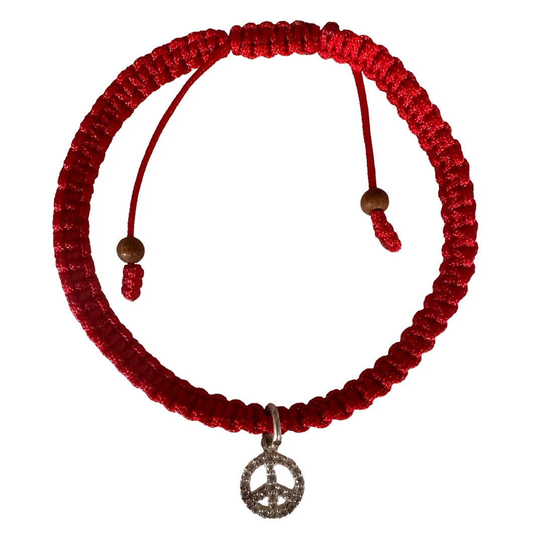 Handgeknüpftes Armband mit Peace-Symbol Anhänger - Atelier Tibet