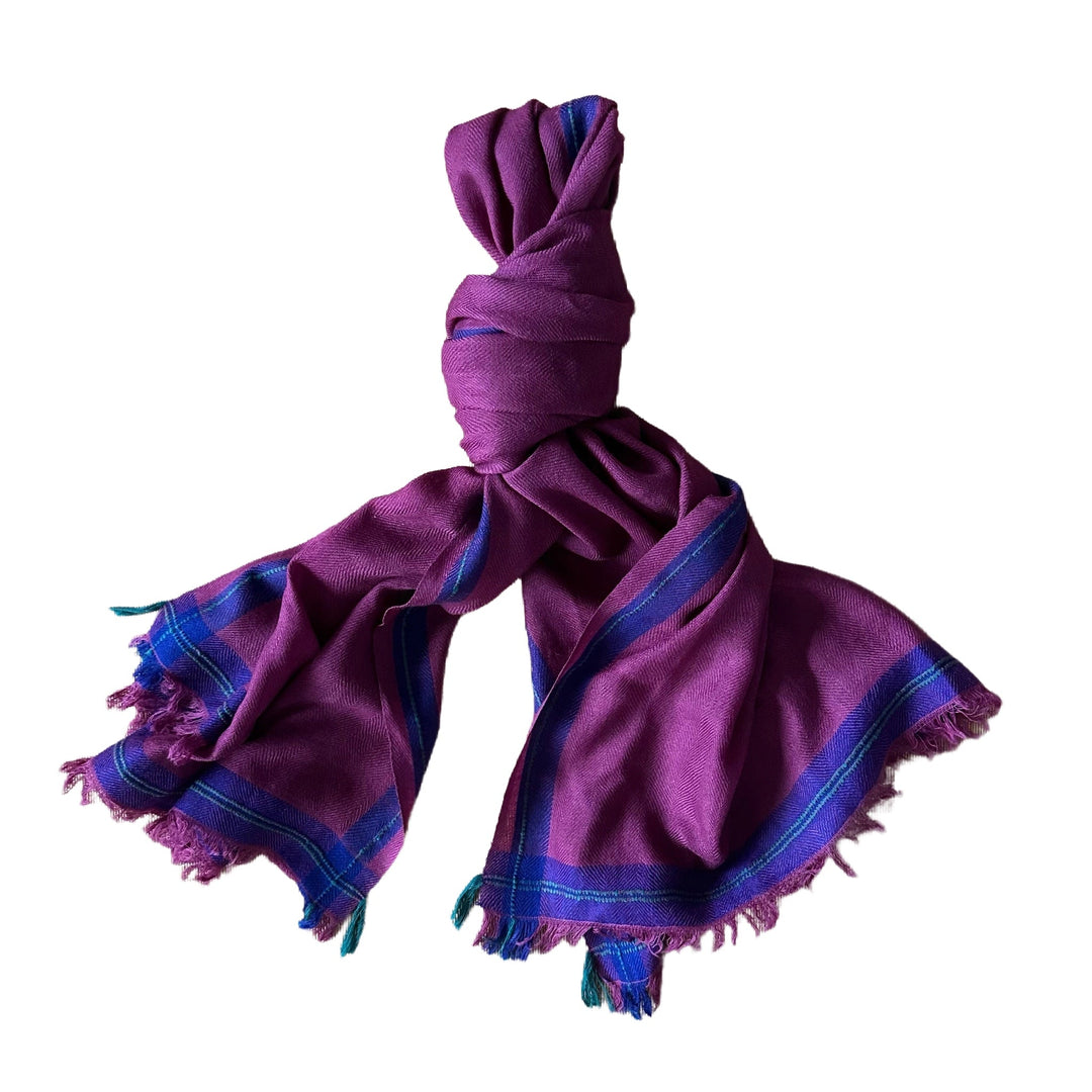 Himalaya-Schal | 80 % Pashmina 20 % Wolle | Violett-Blau-Grün - Atelier Tibet