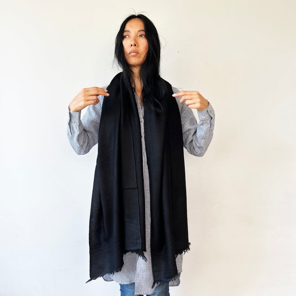 Himalaya-Schal | Pashmina, Wolle | Black - Atelier Tibet