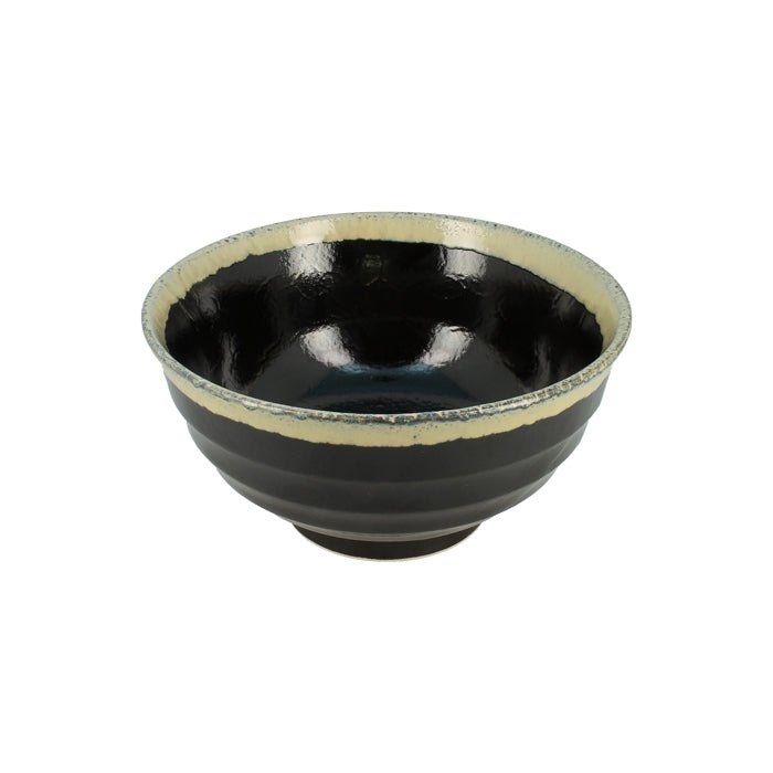 Keramikschüssel schwarz mit hellem Rand - Atelier Tibet