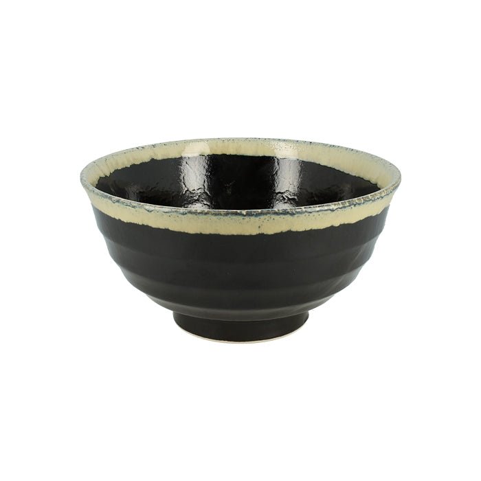 Keramikschüssel schwarz mit hellem Rand - Atelier Tibet