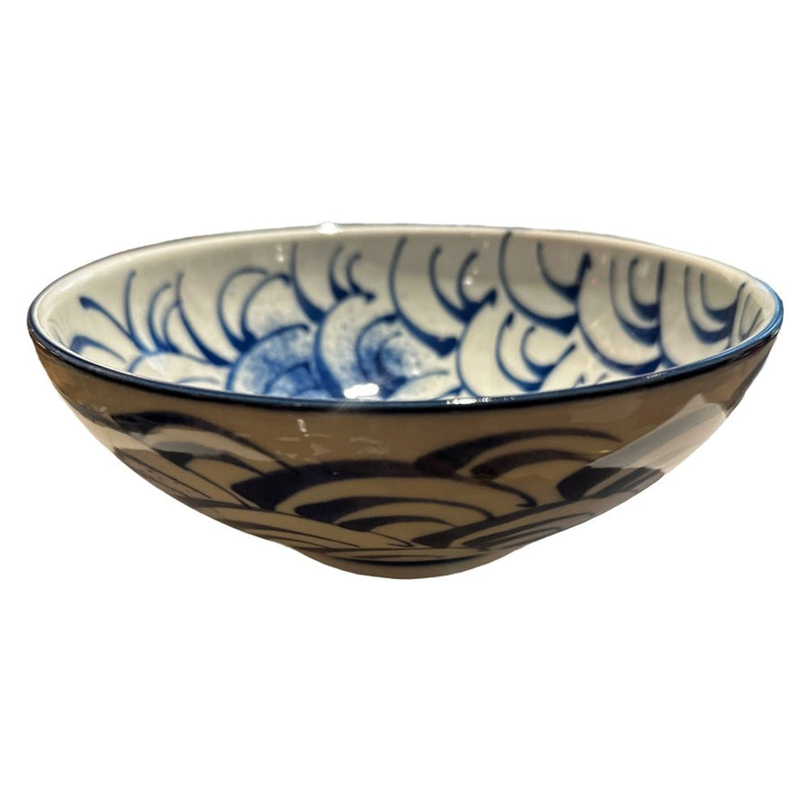 Keramikschüssel, Wellenmotiv, blau-weiss - Atelier Tibet